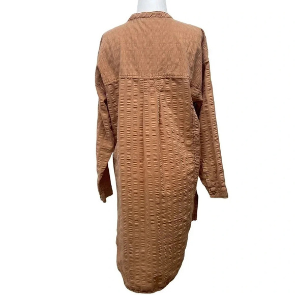 Anthropologie Pilcro tunic coverup. Orange/beige seersucker. Split hem. Sz XS. - Picture 2 of 6